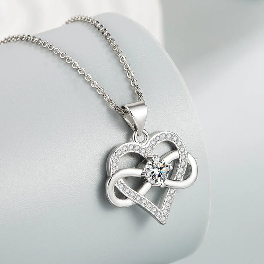 Luxury Infinity Love Heart Zircon Pendant Necklace – Romantic Gift for Her (2025 New)