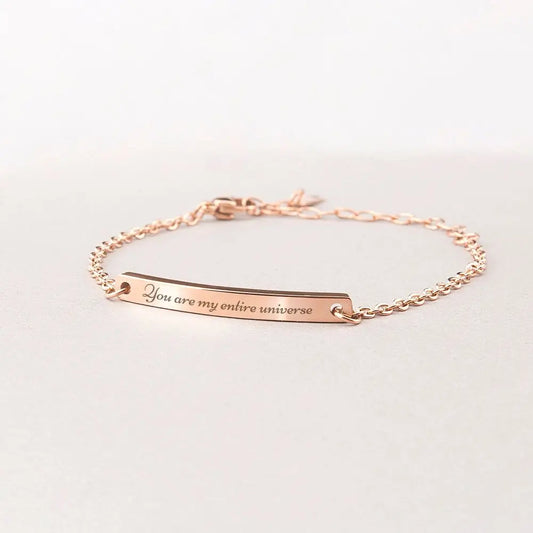 Gold Skinny Coordinate Bracelet – Custom Engraved Bar Bracelet for Her